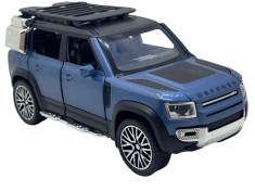 Macheta auto Land Rover Defender albastra replica deschide usi, capota, portbagaj cu sunete si lumini 1:32