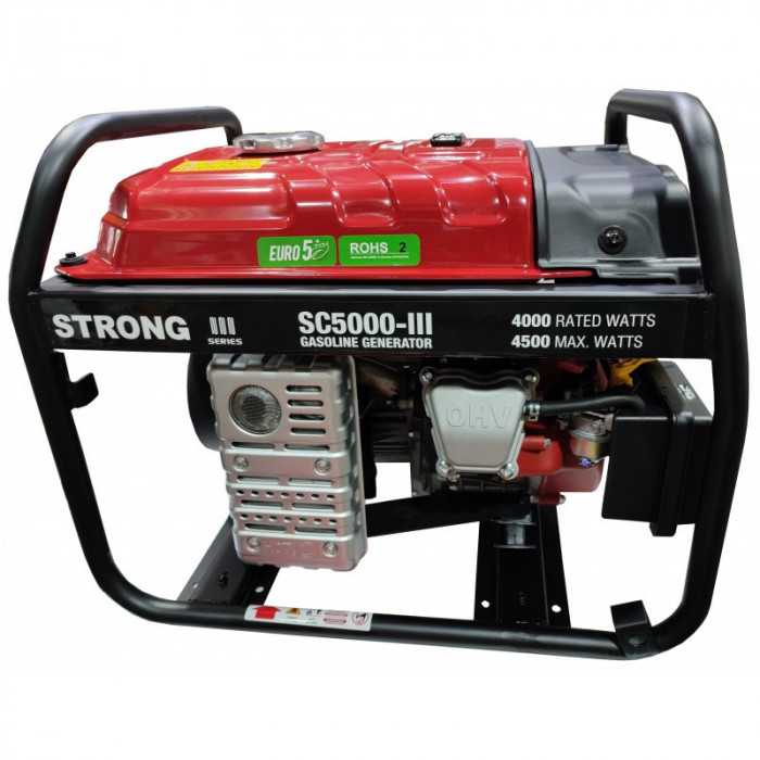 Generator curent SC5000-III STRONG, Putere 4.8kW, AVR, motor pe benzina 9.0CP, rezervor 15 litri, pornire manuala