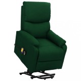VidaXL Fotoliu de masaj cu ridicare, verde &icirc;nchis, material textil