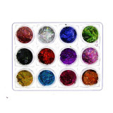 Set 12 paiete decorative pentru unghii, inimi, diverse culori