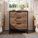 Cumpara ieftin Noptiera Furnir MDF 50x40x65 cm cu Picioare Metalice, Stil Modern, Mobila Dormitor, Depozitare Obiecte Personale
