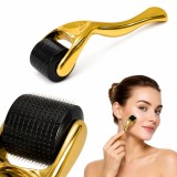 Derma roller cu 540 de ace de 0,2 mm, din titan auriu