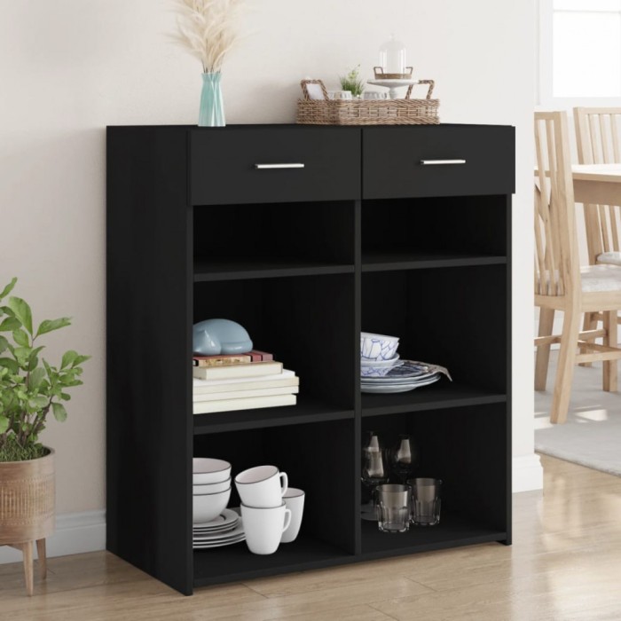 Gossi dulap, negru, 80x42,5x93 cm, lemn prelucrat