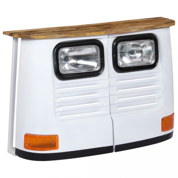 vidaXL Servantă camion, alb, lemn masiv de mango