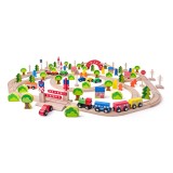 Cumpara ieftin Set de joaca din lemn tren maxi 120 piese, Woodyland