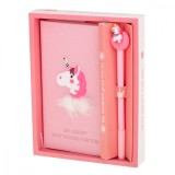 Set cadou caiet cu pix unicorn, roz