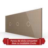 Cumpara ieftin Panou touch triplu Livolo din sticla, auriu, standard italian 6/7M