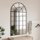 Oglinda de perete, negru, 80x140 cm, arcuita, fier GartenMobel Dekor, vidaXL
