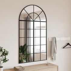 Oglinda de perete, negru, 80x140 cm, arcuita, fier GartenMobel Dekor