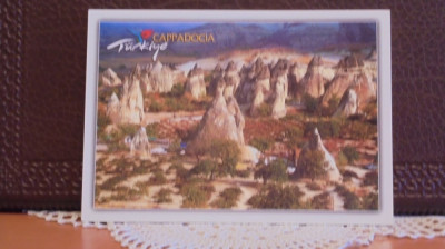 TURCIA - CAPPADOCIA - VEDERE DIN APROPIERE A STANCILOR DE CALCAR LA APUS - foto