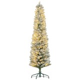 HOMCOM Brad de Crăciun &Icirc;nzăpezit cu 329 de Crengi și Lumini LED Albe, Brad Artificial din Plastic, &Oslash;52x180 cm, Verde | Aosom Romania