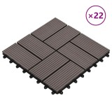 vidaXL Plăci Pardoseală WPC Maro &Icirc;nchis 30x30cm, 2mp, 22 Bucăți - Deck Terasa, Balcon, Piscina, Rezistente Apa