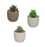 Cumpara ieftin Set 3 plante suculente artificiale in ghiveci ceramica multicolora &Oslash;7x10h