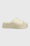 Vagabond Shoemakers slapi de piele Courtney femei, culoarea bej, cu platforma