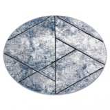 Covor modern COZY 8872 Cerc Wall, geometric, triunghiurile - structural două niveluri de l&acirc;nă albastru, cerc 100 cm, Rotund, Lana