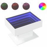 Cumpara ieftin Masuta de cafea cu LED, alb, 70x50x45 cm, lemn prelucrat