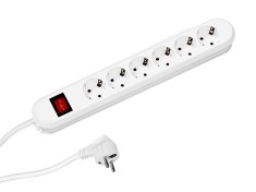 PRELUNGITOR Bachmann, Schuko x 6, conectare prin Schuko (T), cablu 1.5 m, 16 A, protectie copii, alb, &quot;381.250K&quot; (timbru verde 0.18 lei)