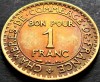 Moneda istorica (BUN PENTRU) 1 FRANC - FRANTA, anul 1922 * cod 4416 = excelenta, Europa