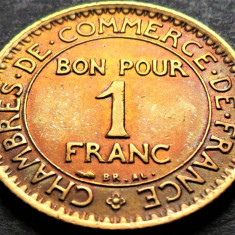 Moneda istorica (BUN PENTRU) 1 FRANC - FRANTA, anul 1922 * cod 4416 = excelenta