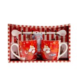 Set 2 cani cu lingurite ceramice de Craciun 200 ml