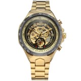 Cumpara ieftin Ceas barbatesc Winner CS1754, automatic, otel inoxidabil, auriu, cadran negru-auriu