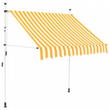 Copertină retractabilă manual, portocaliu &amp; alb, 150 cm, dungi, vidaXL