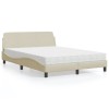 VidaXL Pat cu saltea, Dover, crem, 140x200 cm, material textil 3208409