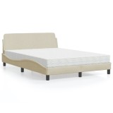 Cumpara ieftin Pat cu saltea, crem, 140x200 cm, textil