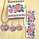 Set cadou cutie bijuterii semn carte din lemn cu model traditional 133329