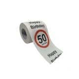 Hartie igienica, amuzanta, Aniversare 50 de ani, 2 straturi, Mesaj amuzant &amp;quot;Happy Birthday 50 and Sexy&amp;quot;, 10 cm inaltime, 10 cm latime, Oem