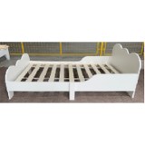 AIYAPLAY Pat pentru copii 140 x 70 cm, pat pentru copii mici cu protecție anti-cădere, somieră, design nori 3-8 ani, fără saltea, Alb | Aosom Romania