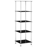 Cumpara ieftin Raft cu 5 niveluri, negru, 40 x 40 x 130 cm, sticla securizata
