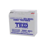 Acumulator 12V High Rate, Dimensiuni 181 x 76 x 167 mm, Baterie 12V 23Ah M5, TED Electric TED003362