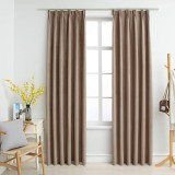 vidaXL Draperii opace cu c&acirc;rlige, 2 buc., gri taupe, 140 x 175 cm 134479