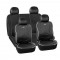 Huse scaune auto Citroen CX - Momo, piele ecologica+material textil, negru cu ornamente gri, 11 Bucati