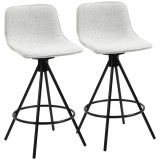 HOMCOM Set de 2 Taburete &Icirc;nalte pentru Bucătărie cu Șezut Rotativ, Taburete de Bar Tapițate, 41,5x47,5x90 cm, Gri Deschis | Aosom Romania
