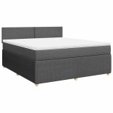 Cumpara ieftin Pat box spring cu saltea, gri inchis, 180x200 cm, textil