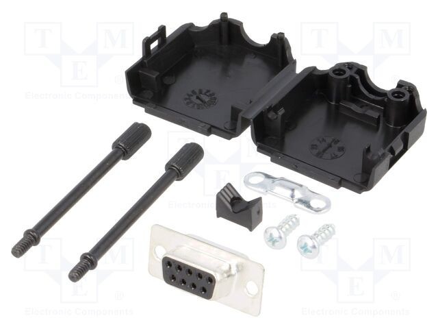 Mufă mamă D-Sub 9 PIN drept lipire pe cablu MH CONNECTORS - Kit complet