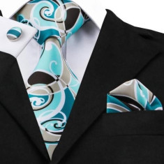 Set cravata + batista + butoni - matase naturala 100% - model 6 foto