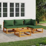 Gossi set mobilier de gradina cu perne verzi, 5 piese, lemn masiv