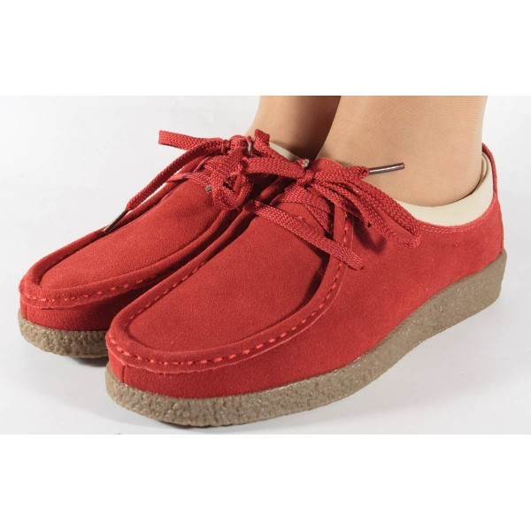 Pantofi din piele naturala rosii talpa crep (cod 186004), 36 - 39, Oem |  Okazii.ro