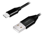 Cablu USB 2.0 A la C 0,3m negru PVC textilă