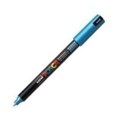 Marker UNI PC-1MR Posca 0,7 mm varf fin metalic albastru metalizat foto