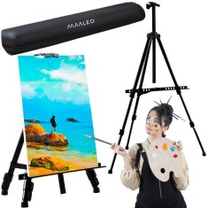 Trepied sevalet pictura, inaltime reglabila 77-160 cm, picioare anti-derapante, PVC, poliester, ABS foto