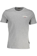Napapijri Tricou barbati cu decolteu la baza gatului, mini imprimeu, Regular fit, Gri, M