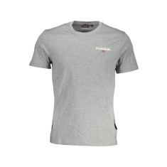 Napapijri Tricou barbati cu decolteu la baza gatului, mini imprimeu, Regular fit, Gri, M