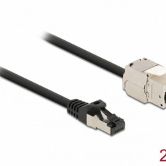 Cablu prelungitor retea RJ45 S/FTP Cat.6A 2m Negru, Delock 87028
