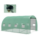Outsunny Seră de Grădină Tunnel 12 m&sup2; 4L x 3l x 2H m Oțel &icirc;mbunătățit + PE &Icirc;naltă densitate 140 g/m&sup2; 8 ferestre Ușă &icirc;nrolabilă Verde | Aosom Romania