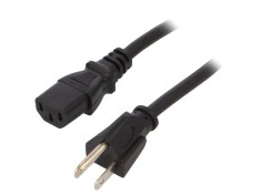 Cablu Alimentare 3x18AWG IEC C13 la NEMA 5-15 2.5m Negru