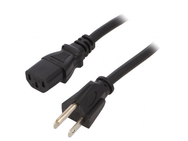 Cablu Alimentare 3x18AWG IEC C13 la NEMA 5-15 2.5m Negru
